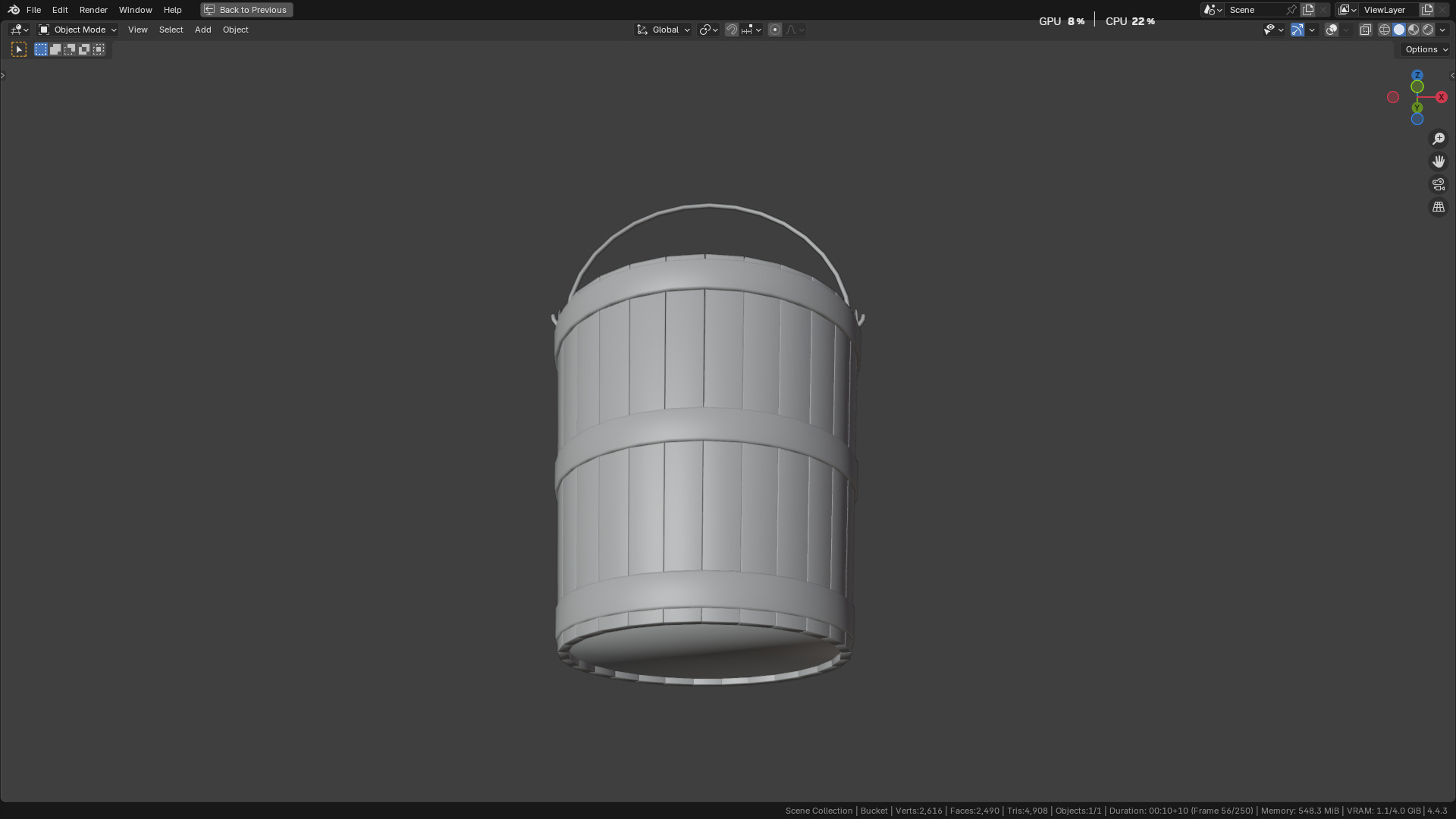 wooden bucket Low-poly Low-poly 3D model_12