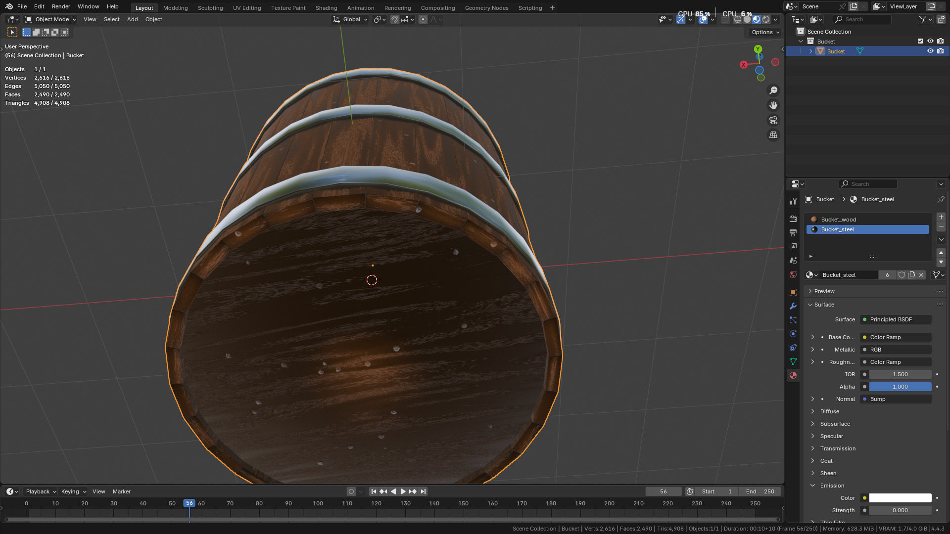 wooden bucket Low-poly Low-poly 3D model_52