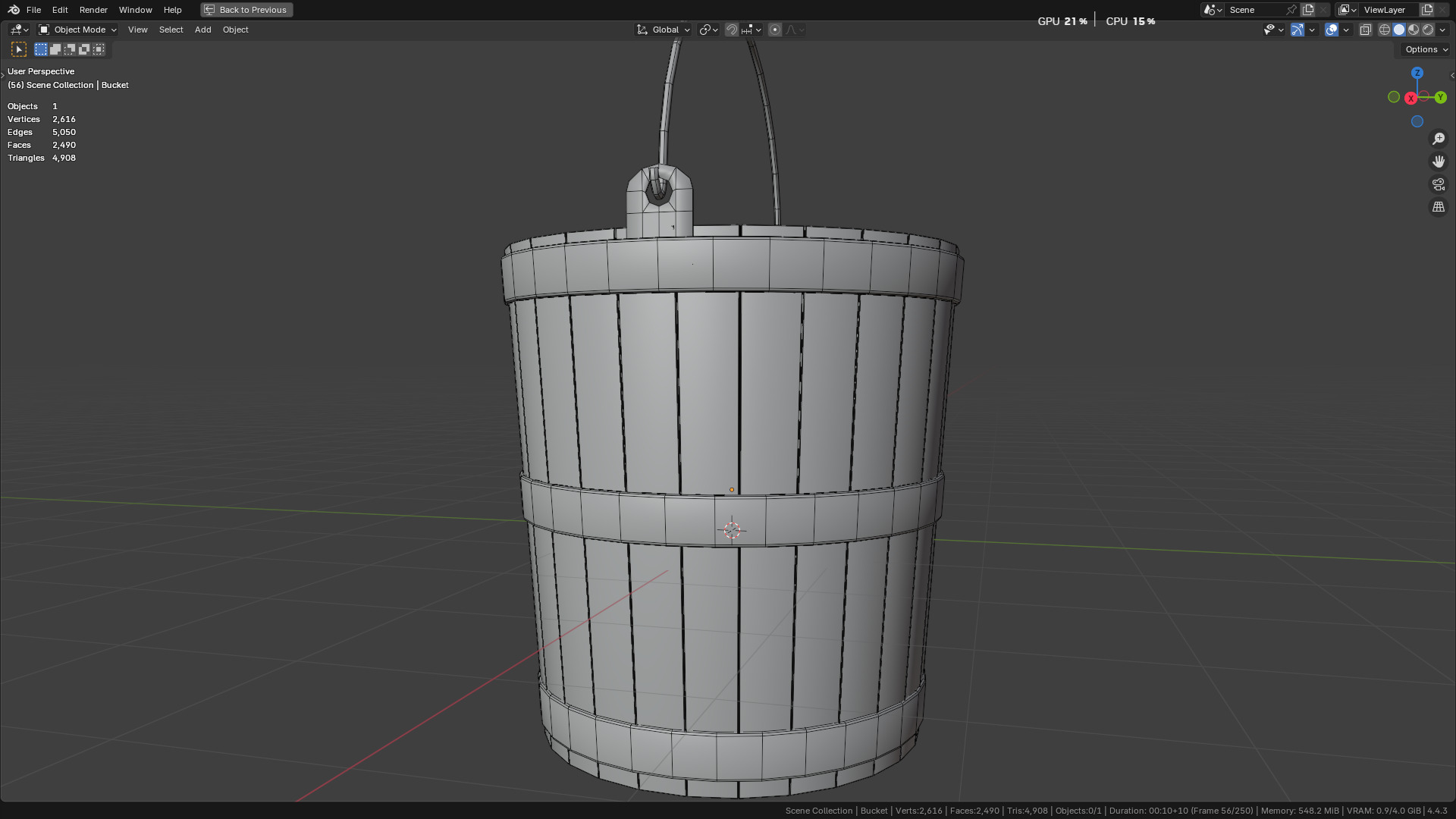 wooden bucket Low-poly Low-poly 3D model_29
