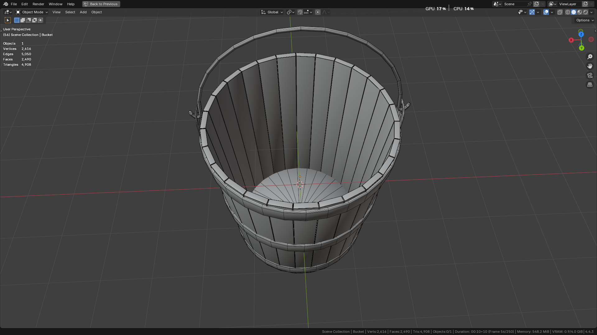 wooden bucket Low-poly Low-poly 3D model_31