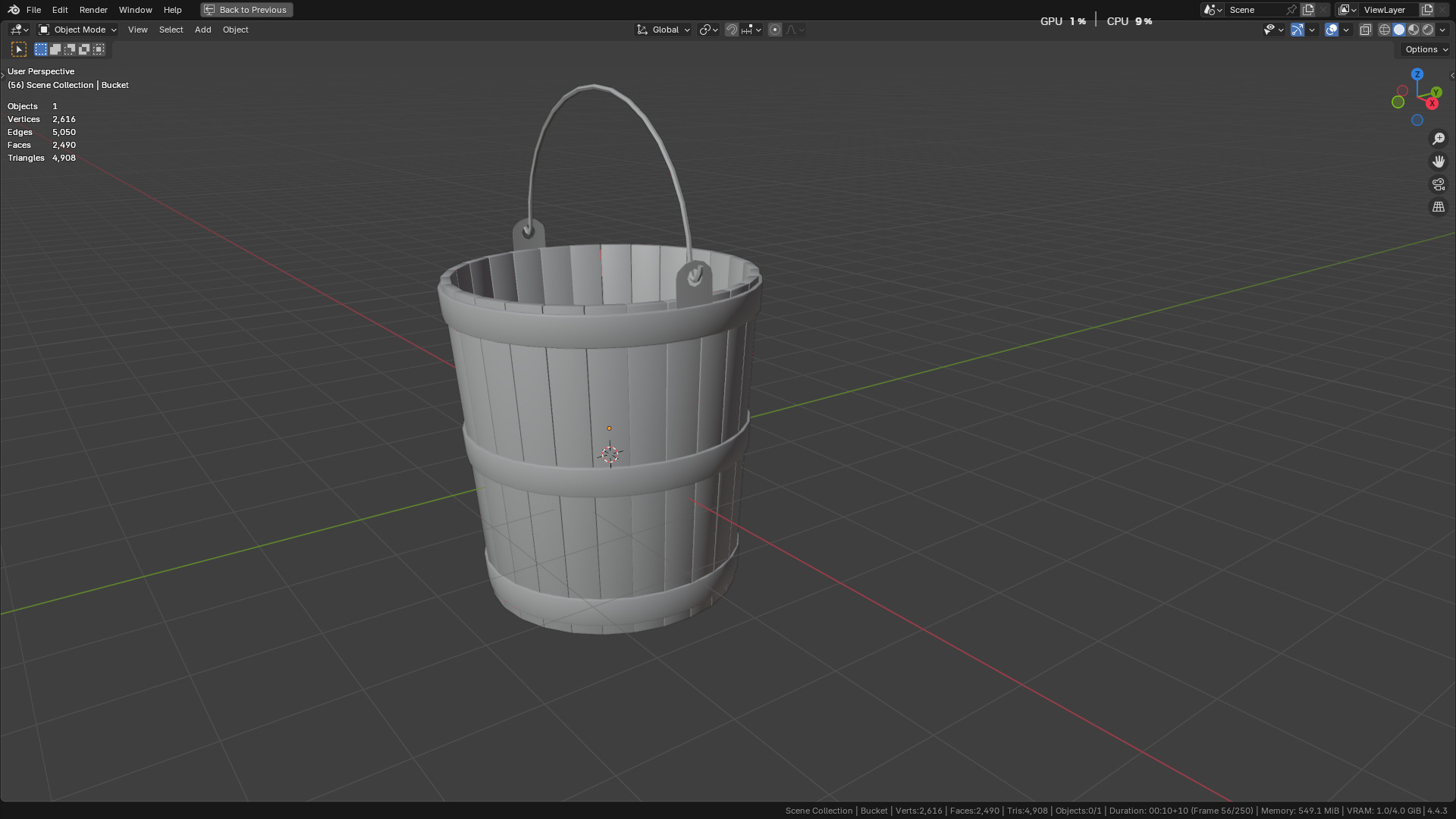 wooden bucket Low-poly Low-poly 3D model_3