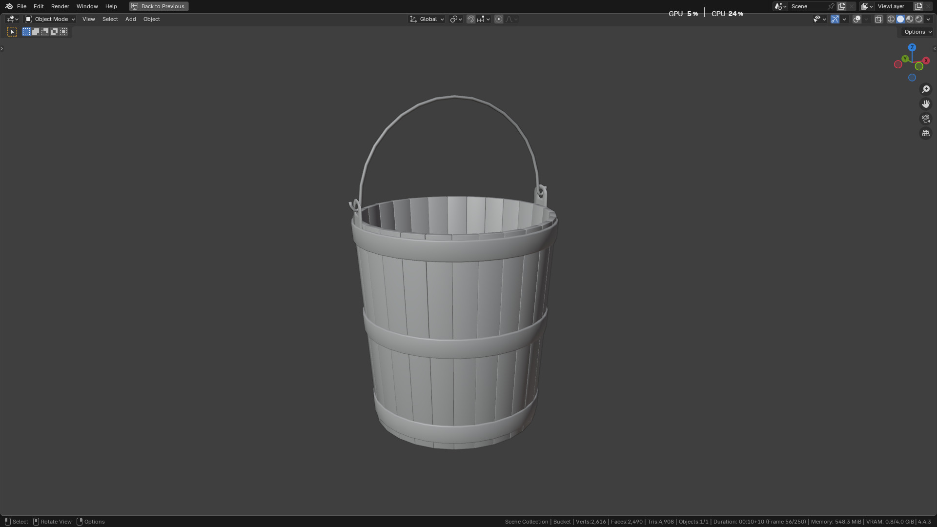 wooden bucket Low-poly Low-poly 3D model_21