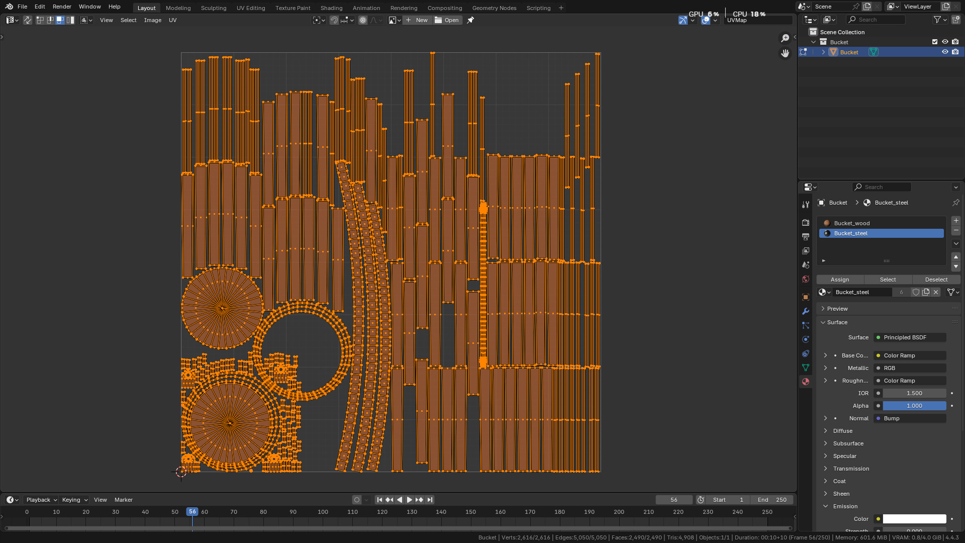 wooden bucket Low-poly Low-poly 3D model_48