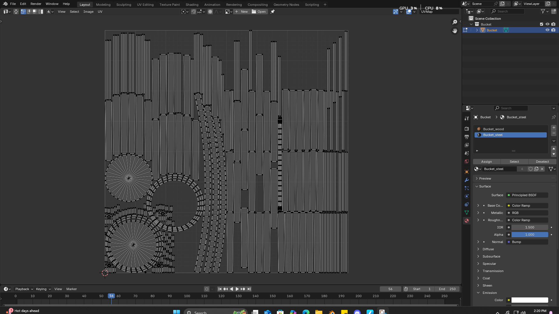 wooden bucket Low-poly Low-poly 3D model_47