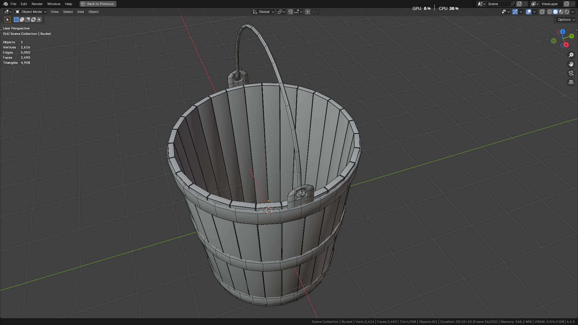 wooden bucket Low-poly Low-poly 3D model_33