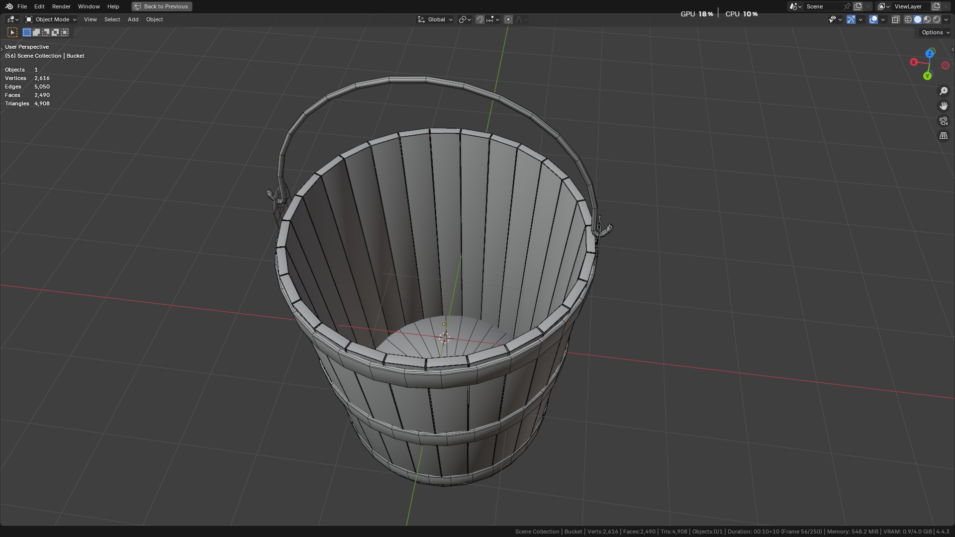 wooden bucket Low-poly Low-poly 3D model_34