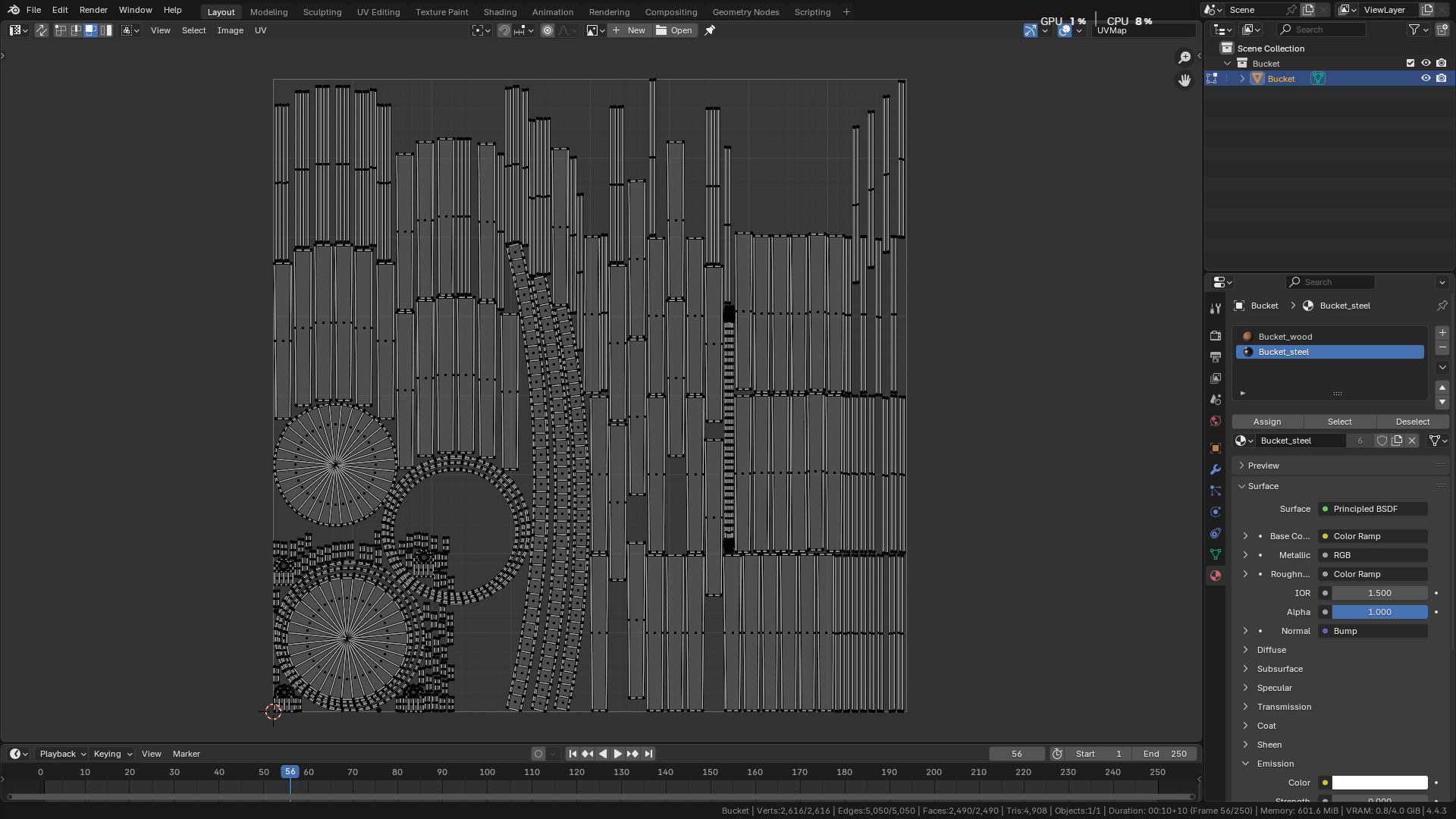 wooden bucket Low-poly Low-poly 3D model_49