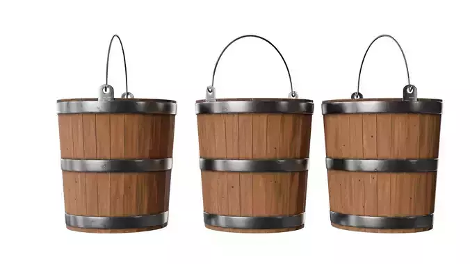 wooden bucket Low-poly