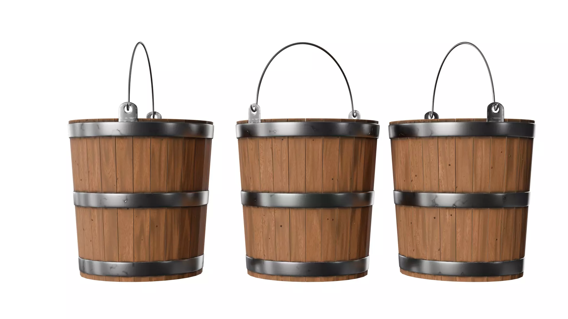 wooden bucket Low-poly Low-poly 3D model_0