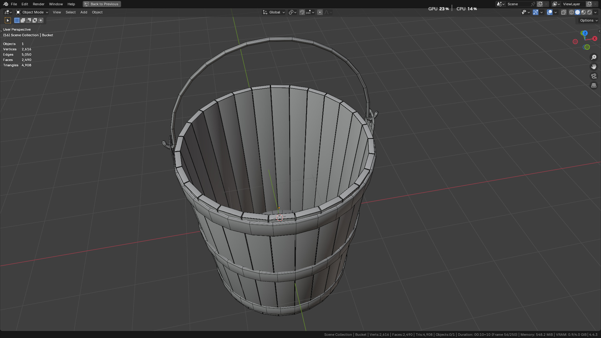 wooden bucket Low-poly Low-poly 3D model_32