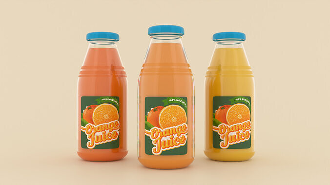 Orange Juice Bottle  Product Visualization Low-poly 3D model