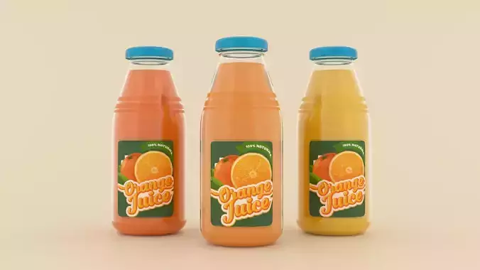 Orange Juice Bottle  Product Visualization