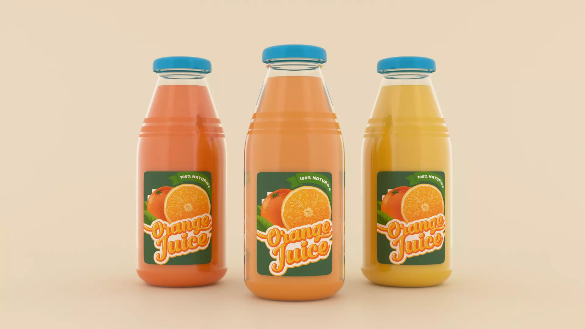 Orange Juice Bottle Product Visualization Low-poly 3D model_0