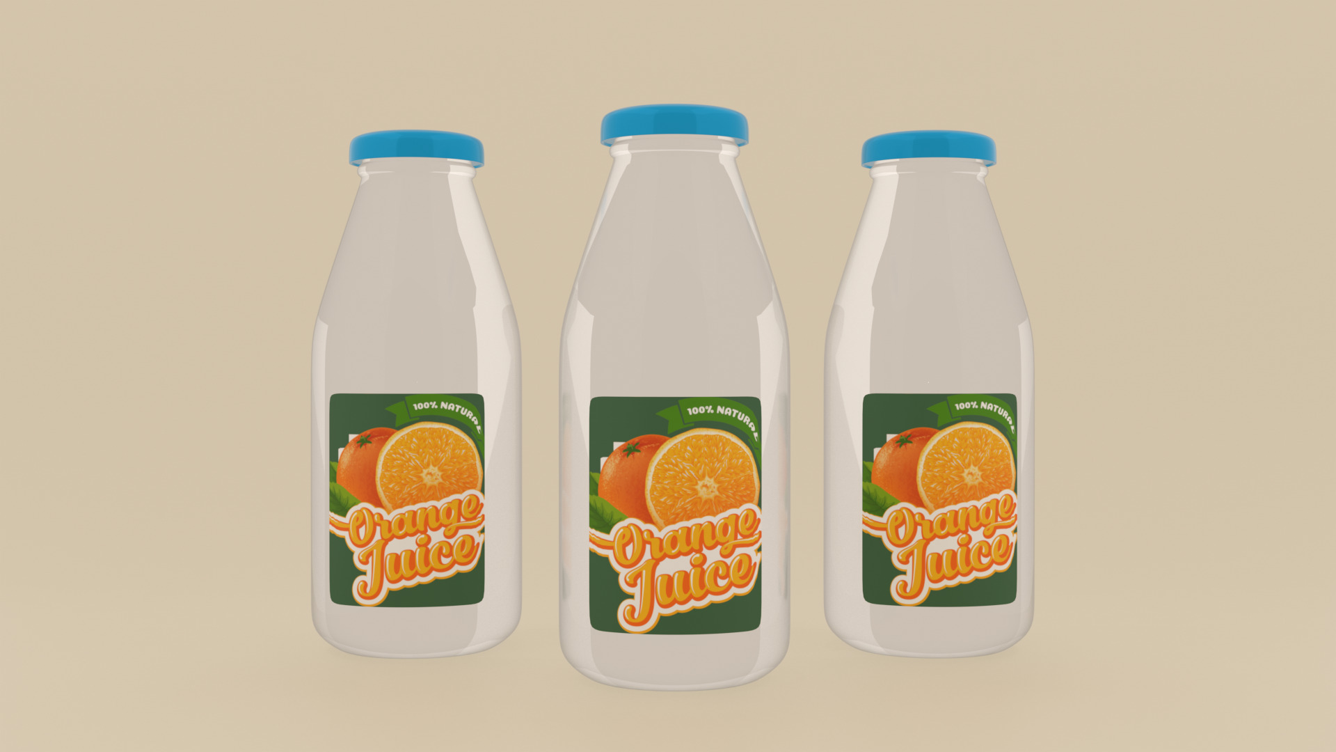 Orange Juice Bottle Product Visualization Low-poly 3D model_2