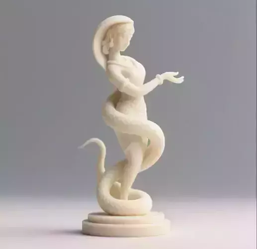 71 Ivory Serpent Dancer Indian Style Minimalist Statue witch