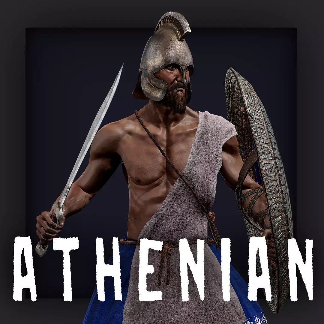 Athenian ilote warrior D Low-poly 3D model