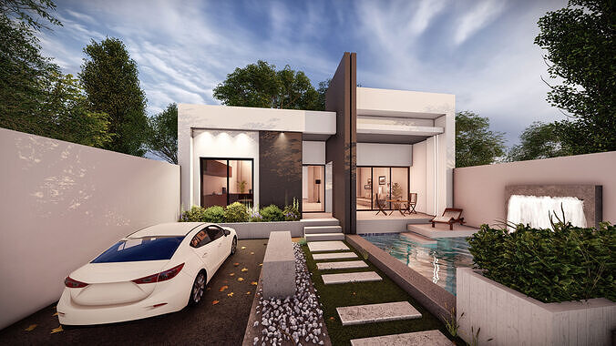 Modern 100 sqm Villa  Full Package 3D model