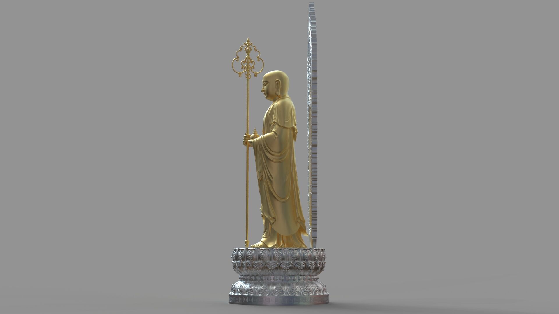 Ksitigarbha Bodhisattva Buddha Statue 3D model_3