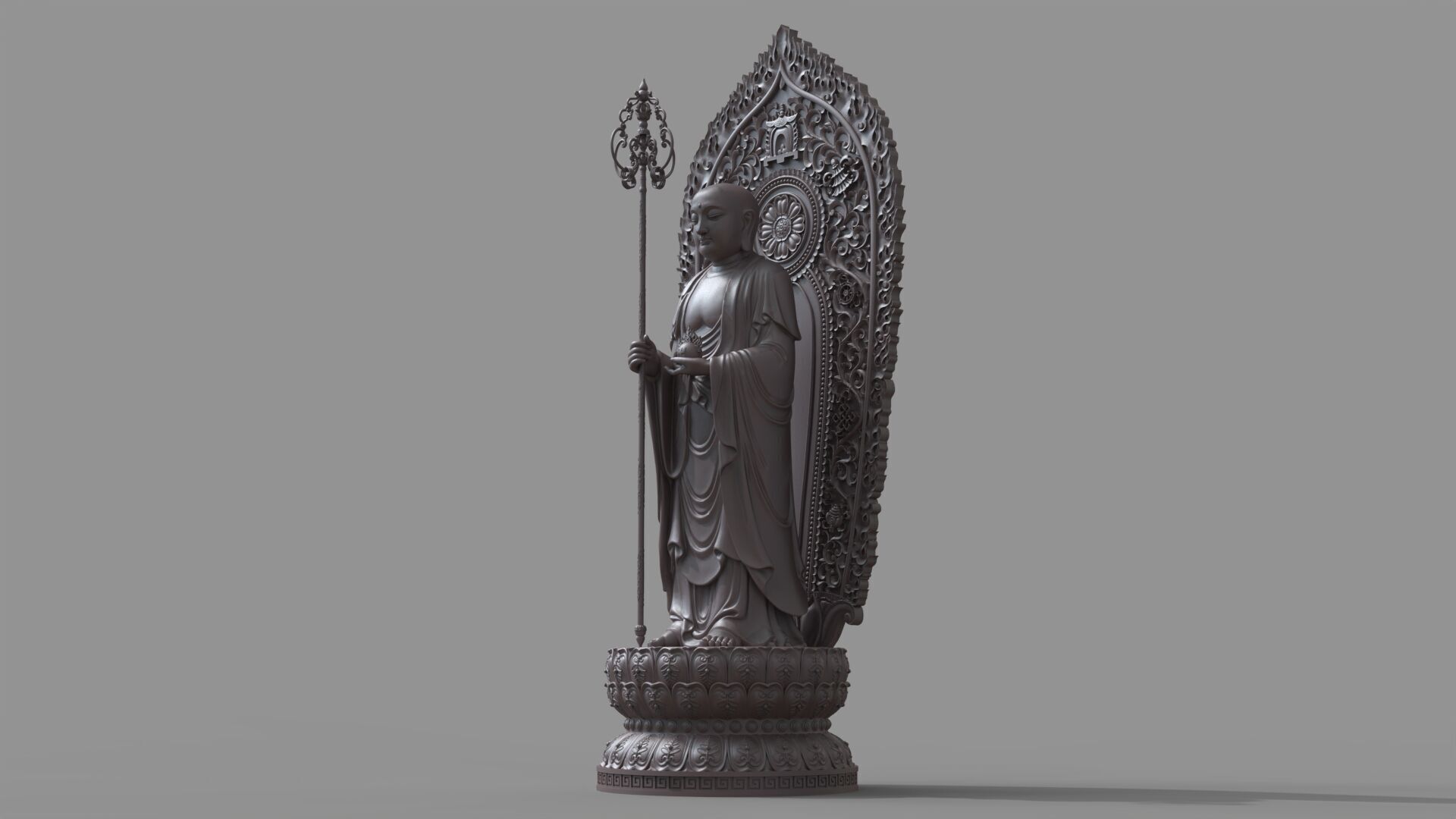 Ksitigarbha Bodhisattva Buddha Statue 3D model_14