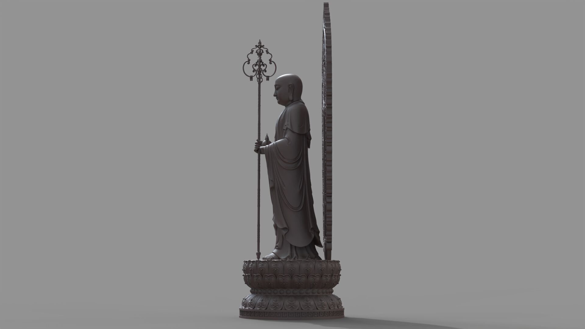 Ksitigarbha Bodhisattva Buddha Statue 3D model_16