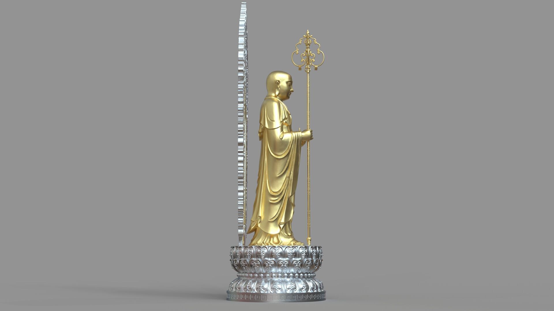 Ksitigarbha Bodhisattva Buddha Statue 3D model_5