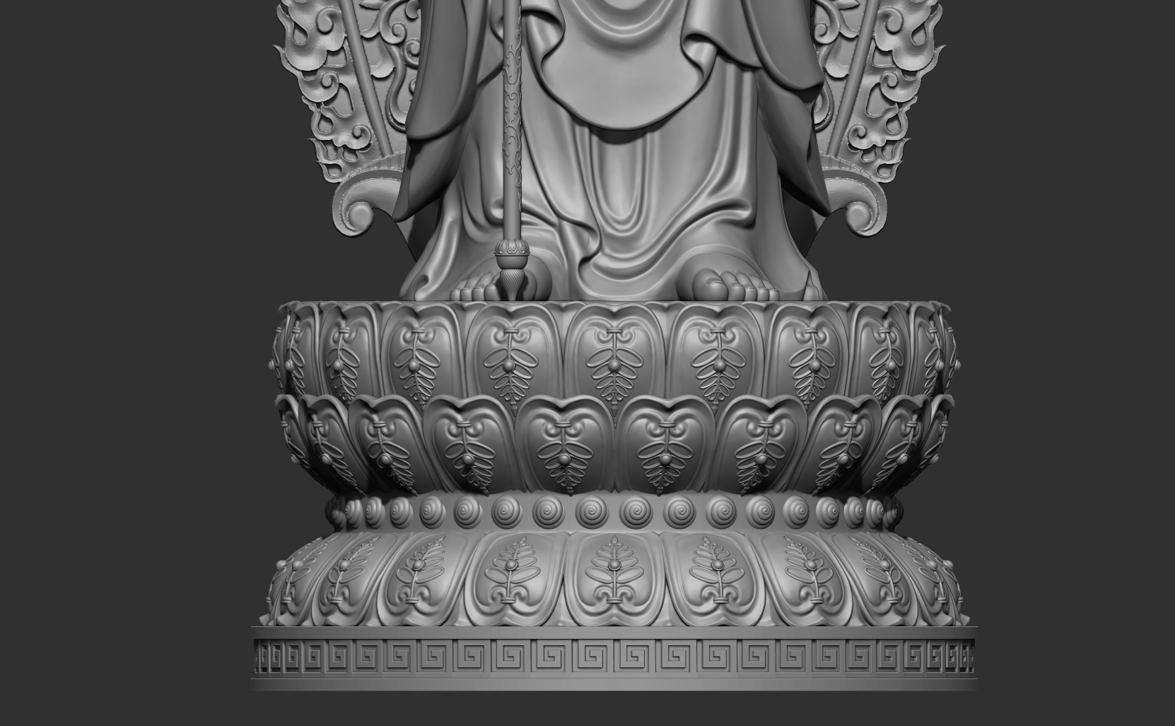 Ksitigarbha Bodhisattva Buddha Statue 3D model_9