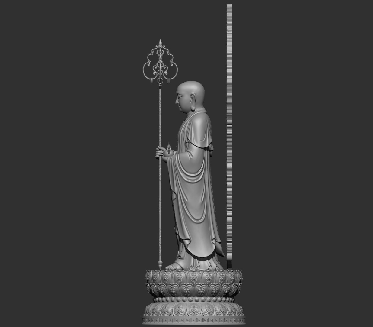 Ksitigarbha Bodhisattva Buddha Statue 3D model_11