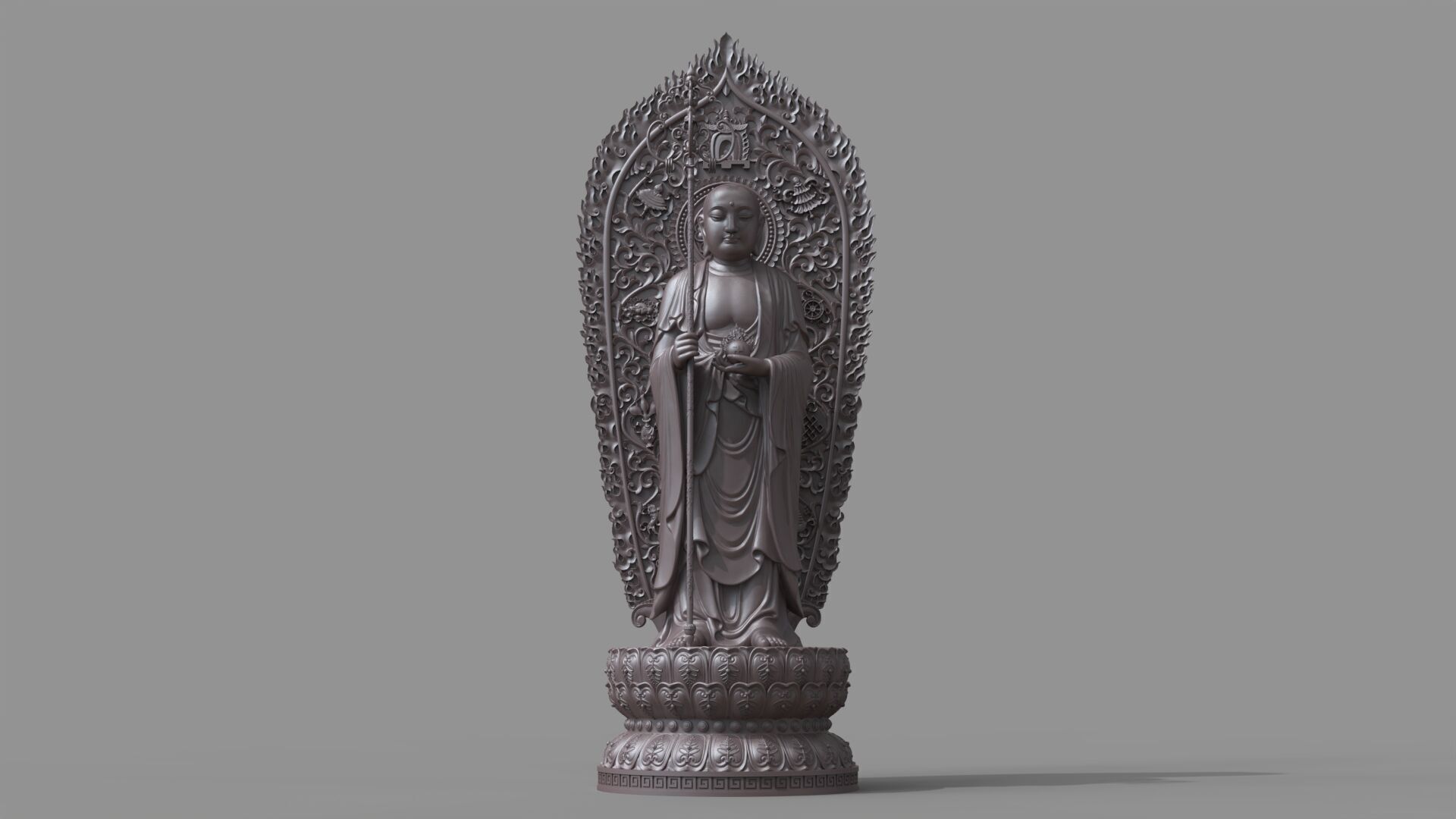 Ksitigarbha Bodhisattva Buddha Statue 3D model_18