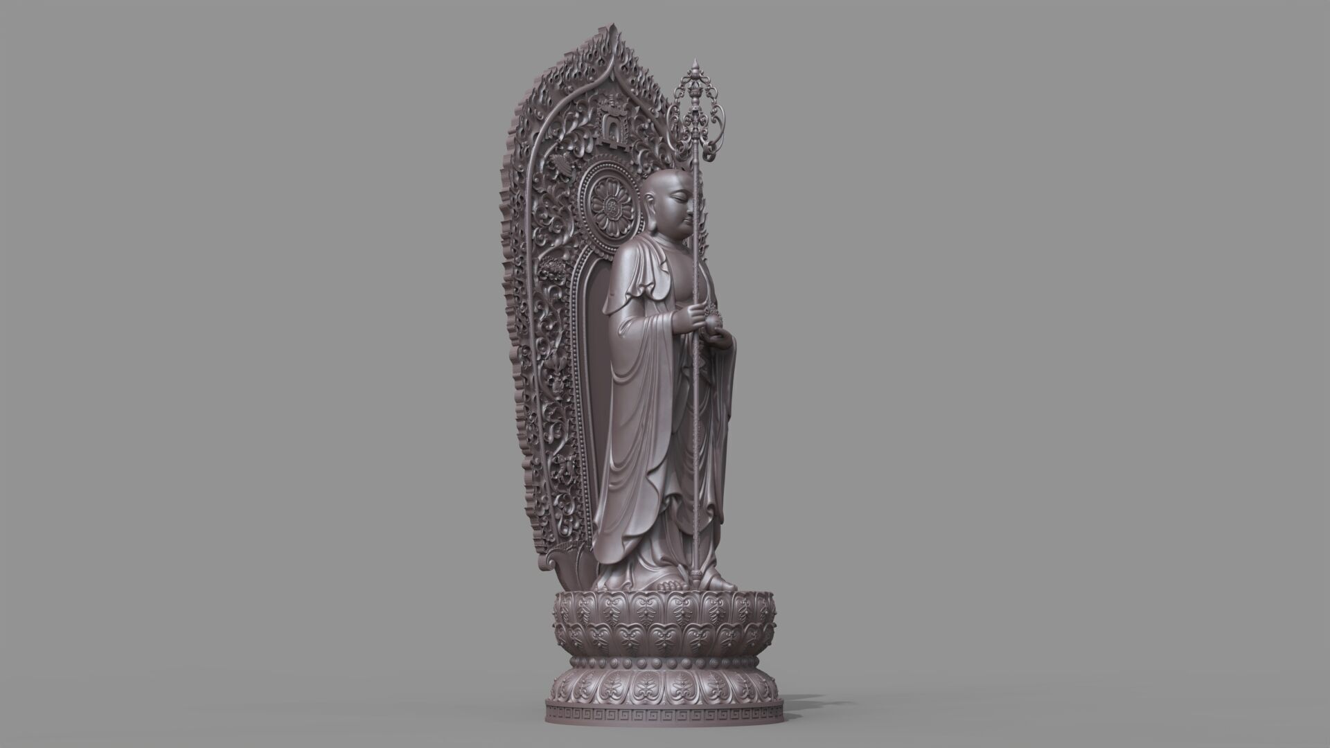 Ksitigarbha Bodhisattva Buddha Statue 3D model_15
