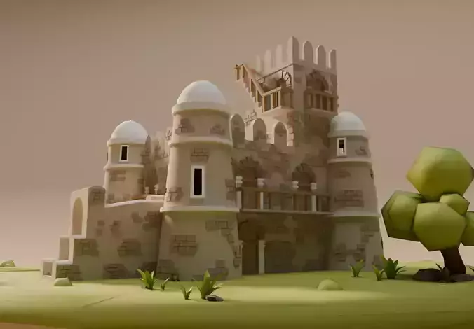 3D Low poly Fasilides Castle