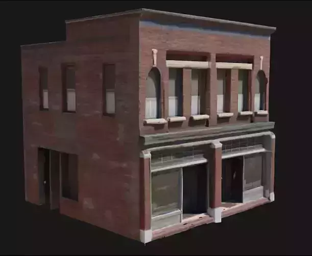 Three-Story Brownstone Building  Classic Urban Elegance Free 3D model