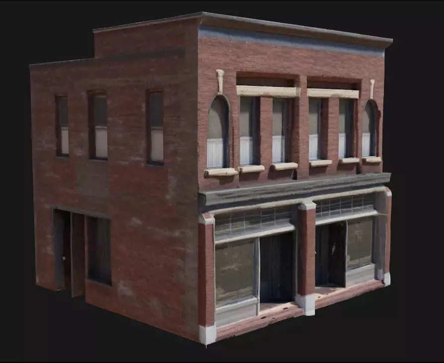 Three-Story Brownstone Building Classic Urban Elegance Free 3D model