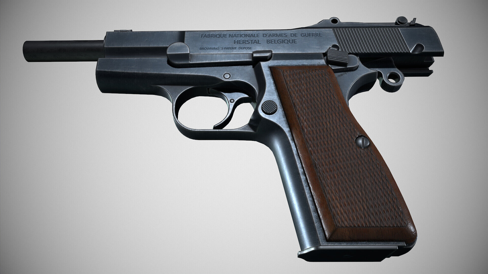 Browning Hi-Power P-35 Low-poly 3D model_10