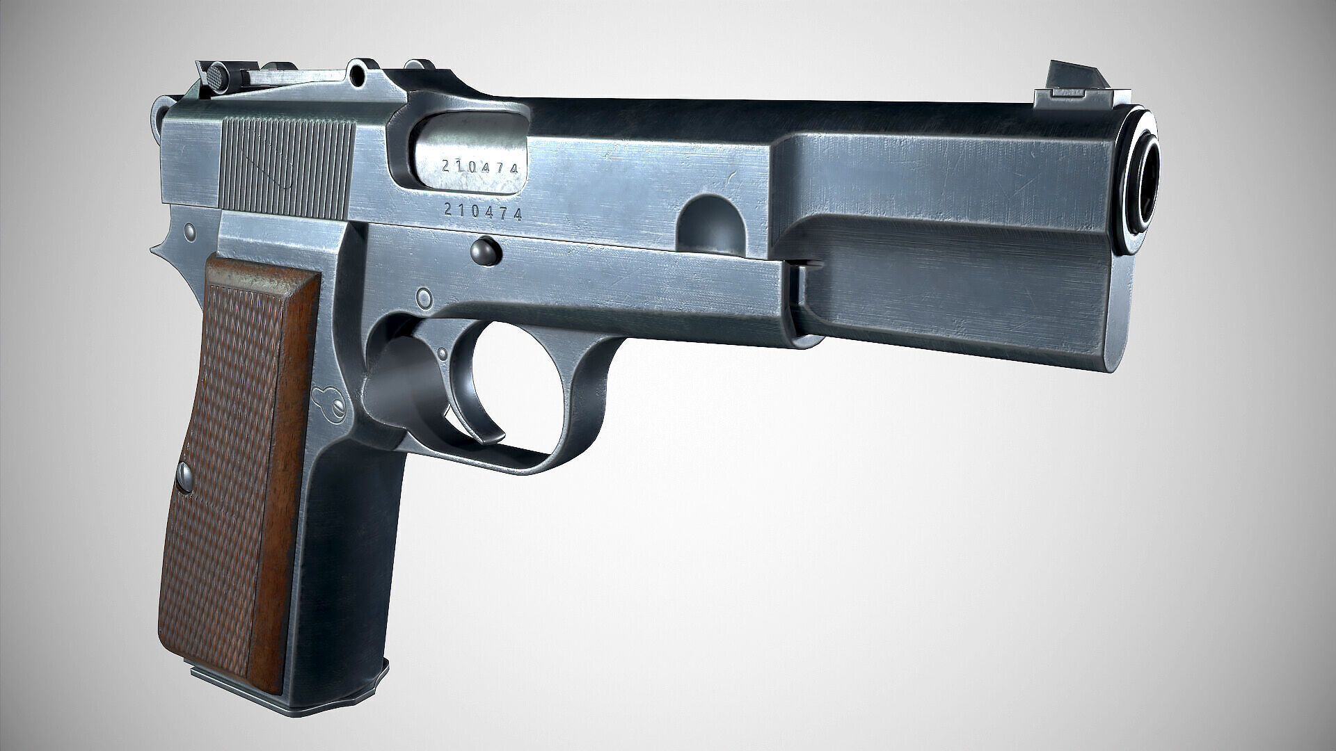 Browning Hi-Power P-35 Low-poly 3D model_5
