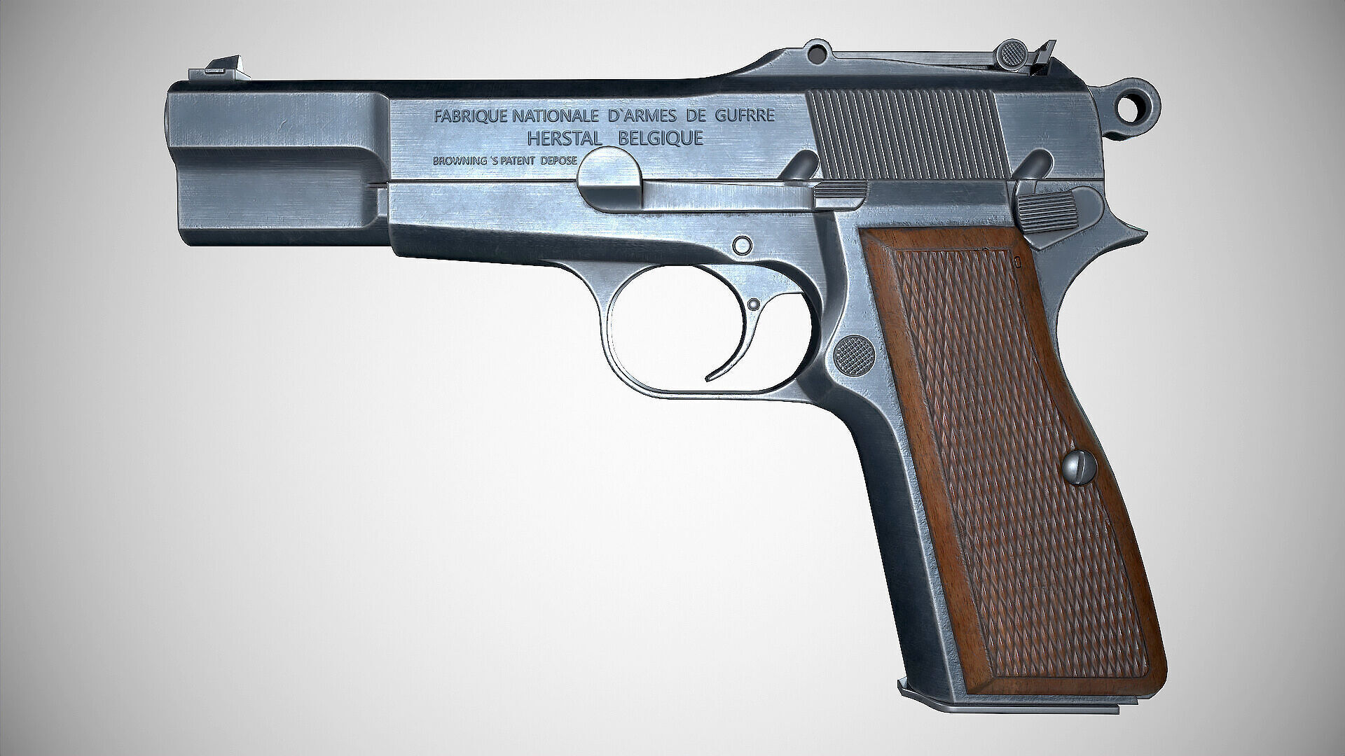 Browning Hi-Power P-35 Low-poly 3D model_3