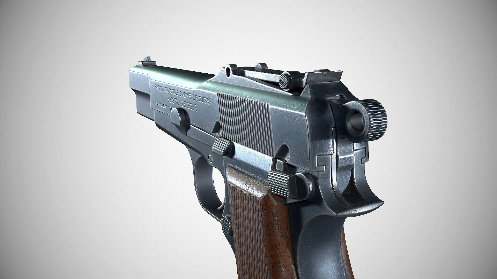 Browning Hi-Power P-35 Low-poly 3D model_7