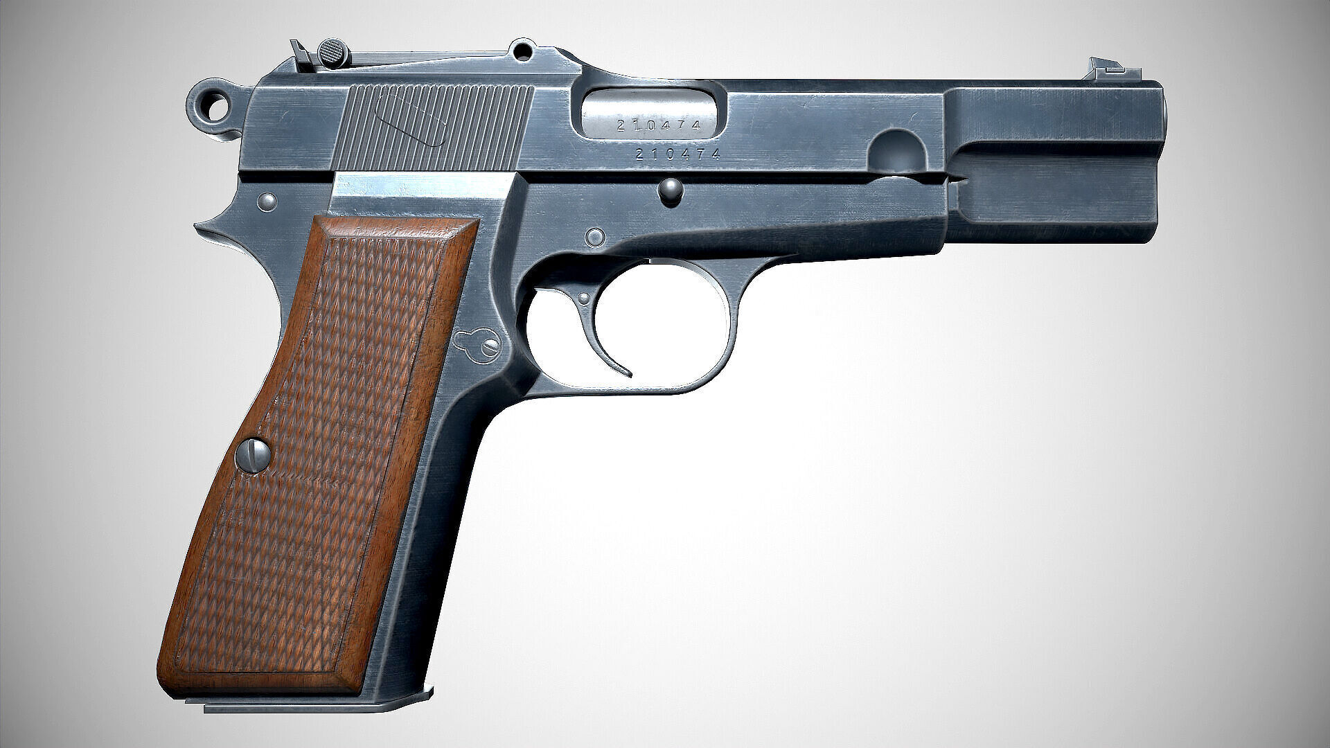 Browning Hi-Power P-35 Low-poly 3D model_2