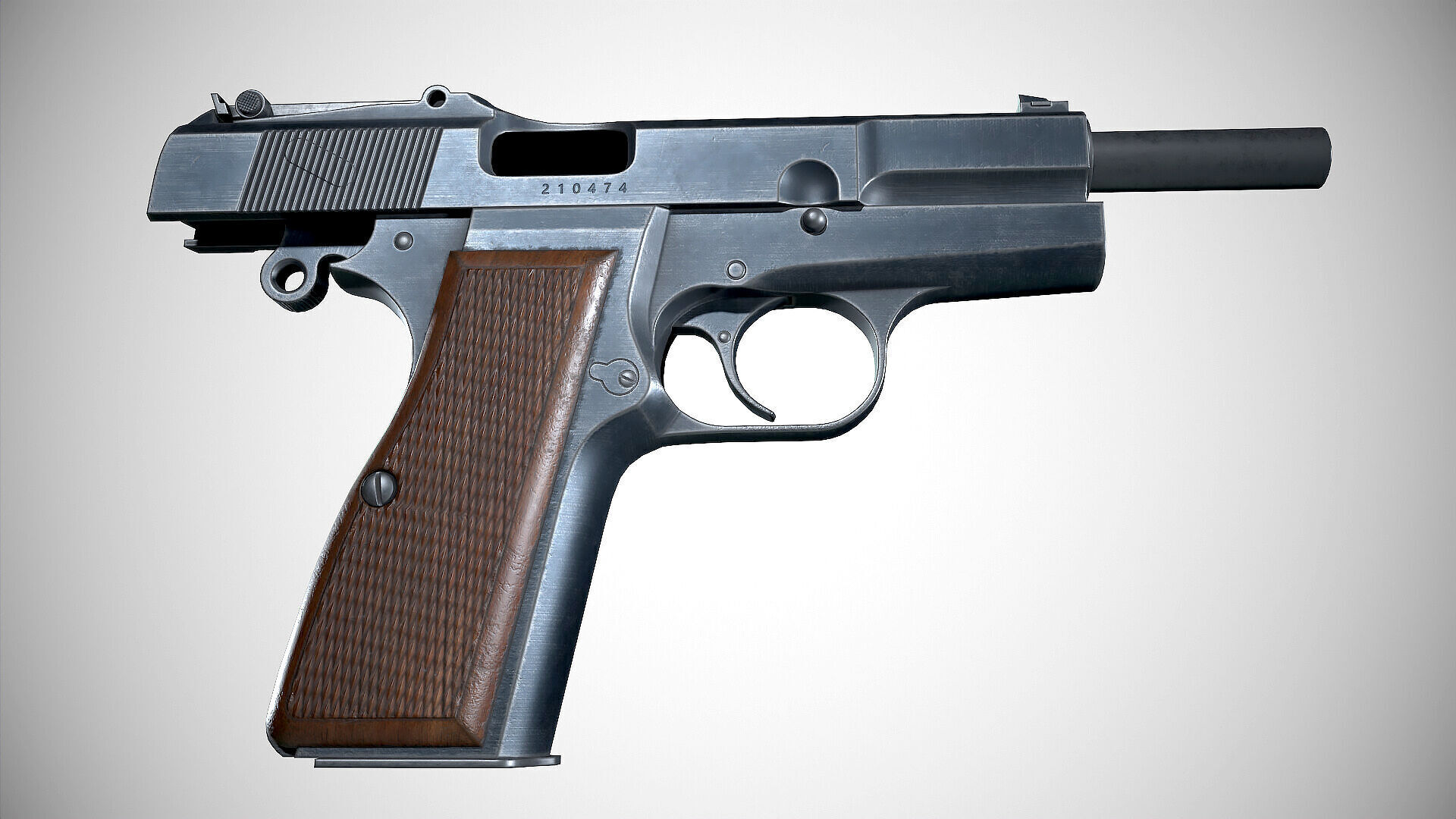 Browning Hi-Power P-35 Low-poly 3D model_8