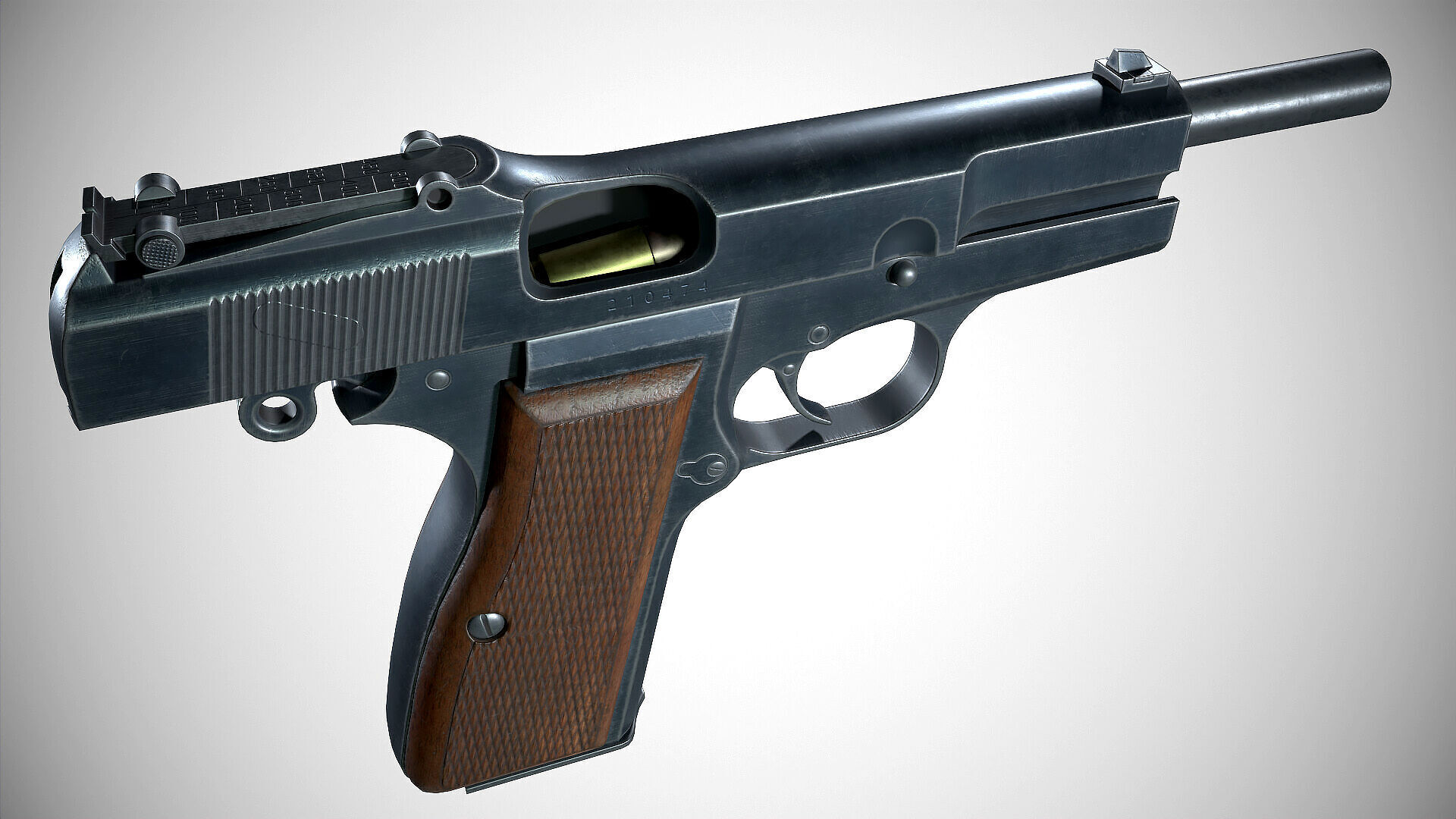 Browning Hi-Power P-35 Low-poly 3D model_9