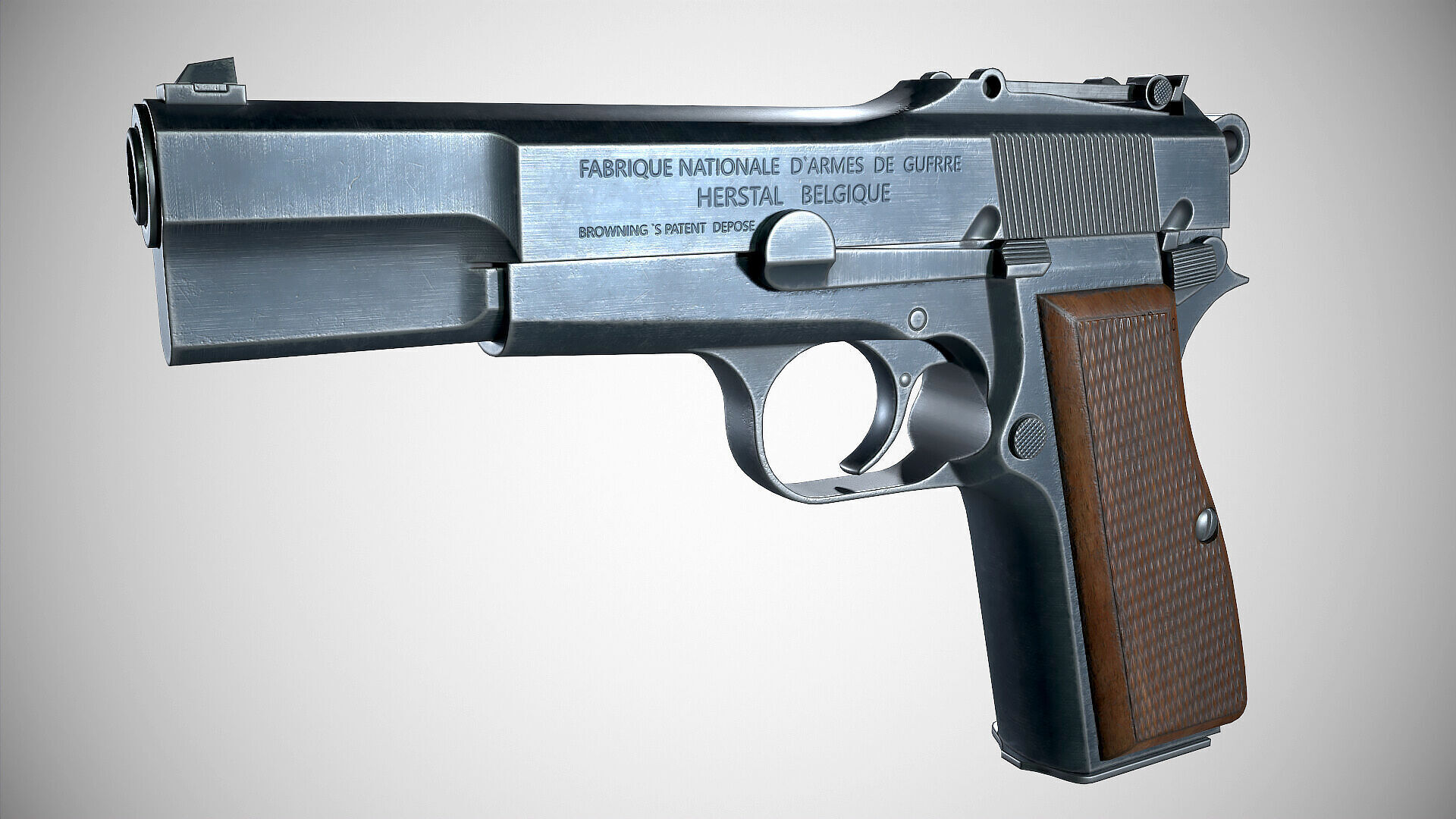 Browning Hi-Power P-35 Low-poly 3D model_4