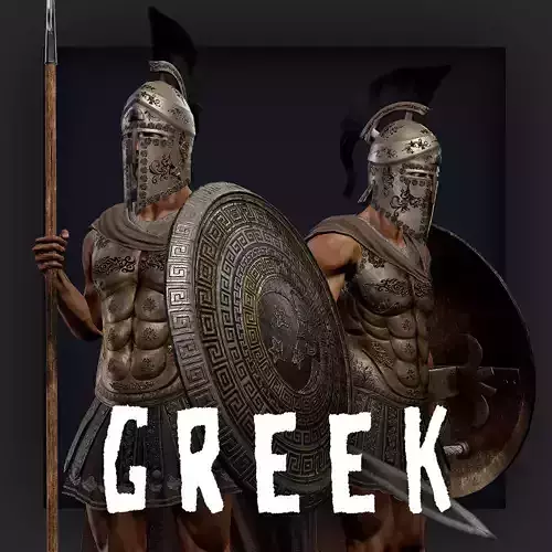Greek Royal Heavy Hoplite D  Low-poly 3D model
