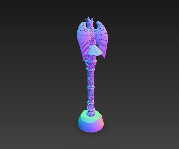 3D Printable Eagle Headed Scepter 3D model_13