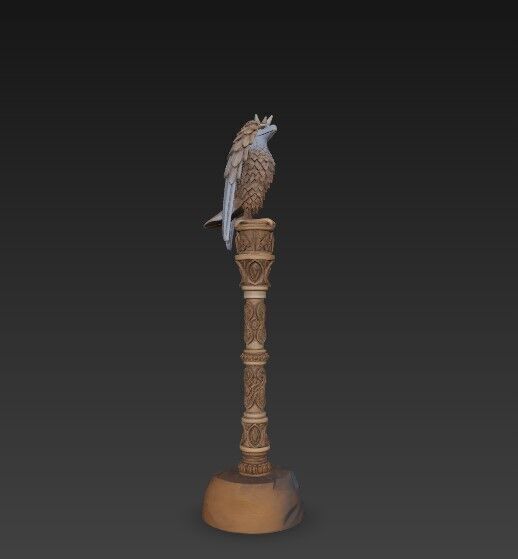 3D Printable Eagle Headed Scepter 3D model_14