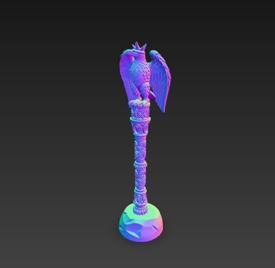 3D Printable Eagle Headed Scepter 3D model_11