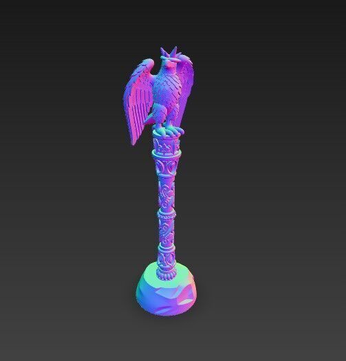 3D Printable Eagle Headed Scepter 3D model_10