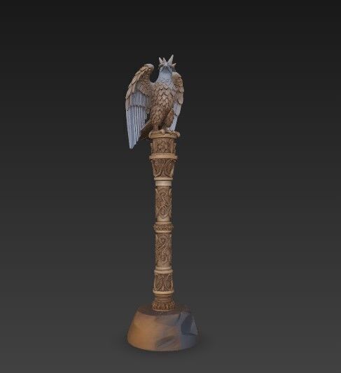 3D Printable Eagle Headed Scepter 3D model_12
