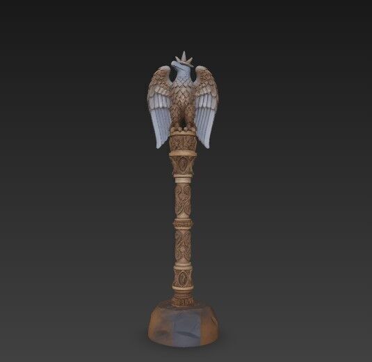 3D Printable Eagle Headed Scepter 3D model_1