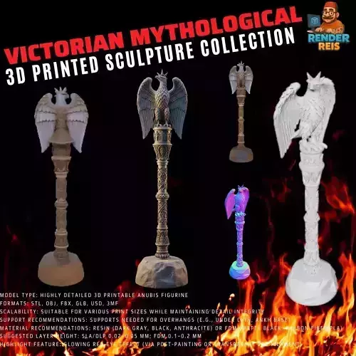 3D Printable Eagle Headed Scepter 3D model