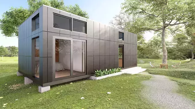 Box Cabin 3D 20x36 ft Wooden House 3ds Max FBX OBJ Lumion 