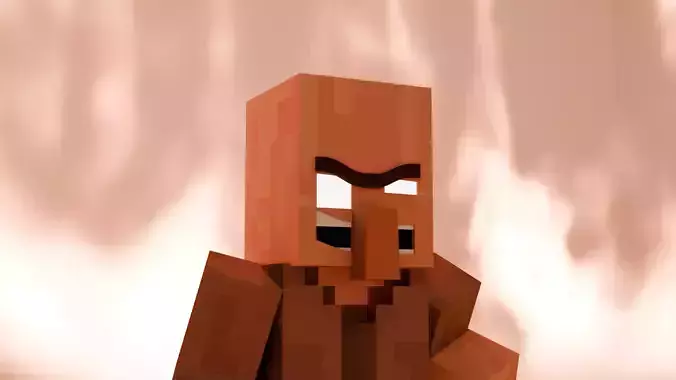 Minecraft Inspired Villager 3D Model Game Ready Low-poly 3D model